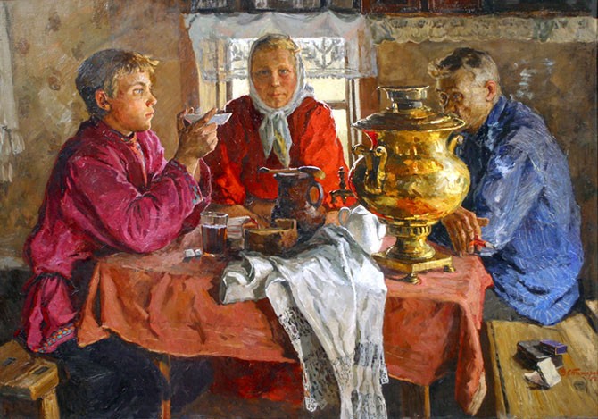 Чай в изобразительном искусстве и культуре России.